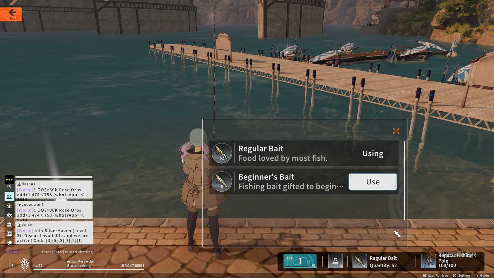 Choosing which bait to use when fishing in Blue Protocol Star Resonance.-1
