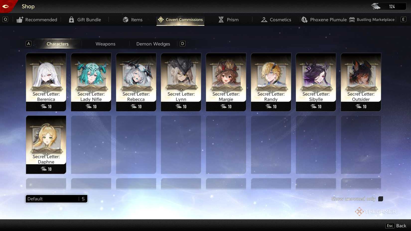 Duet Night Abyss covert mission shop to unlock characters.