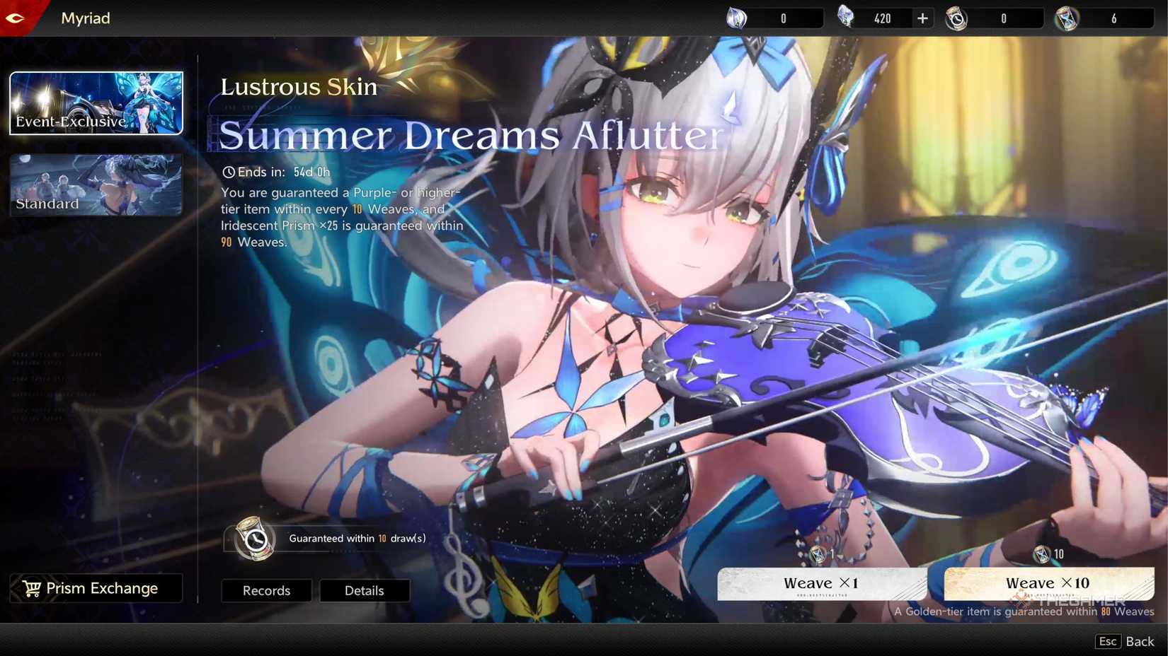 Duet Night Abyss summer dreams aflutter banner.