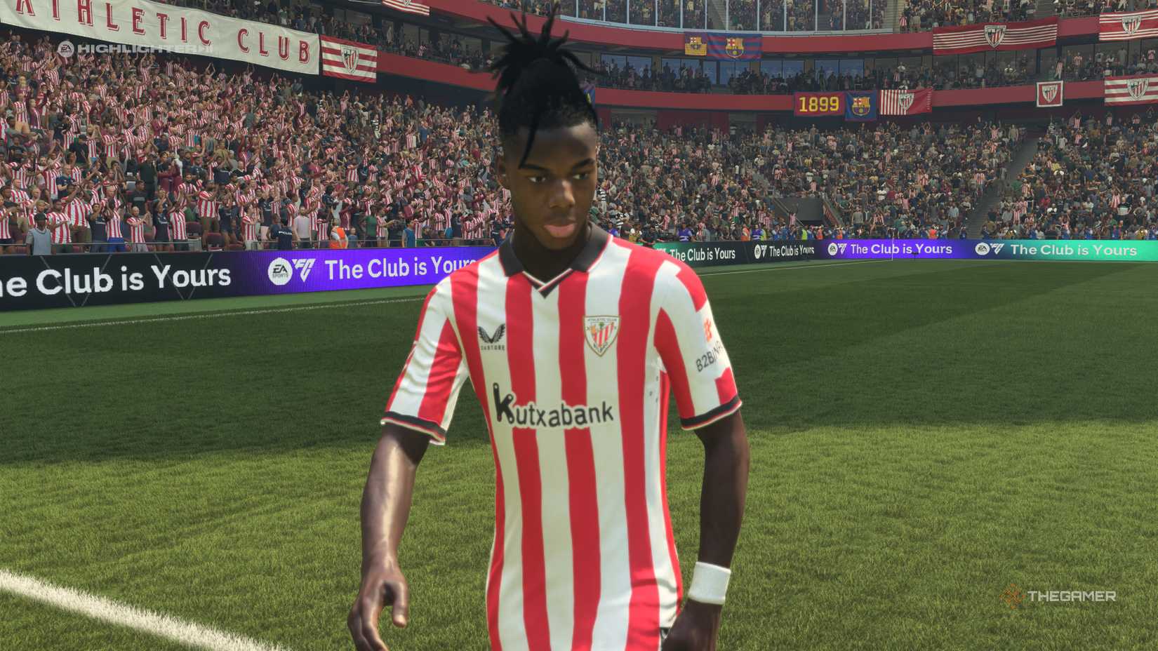 The Best Left Mids Nico Williams on the pitch in EA Sports FC 26.