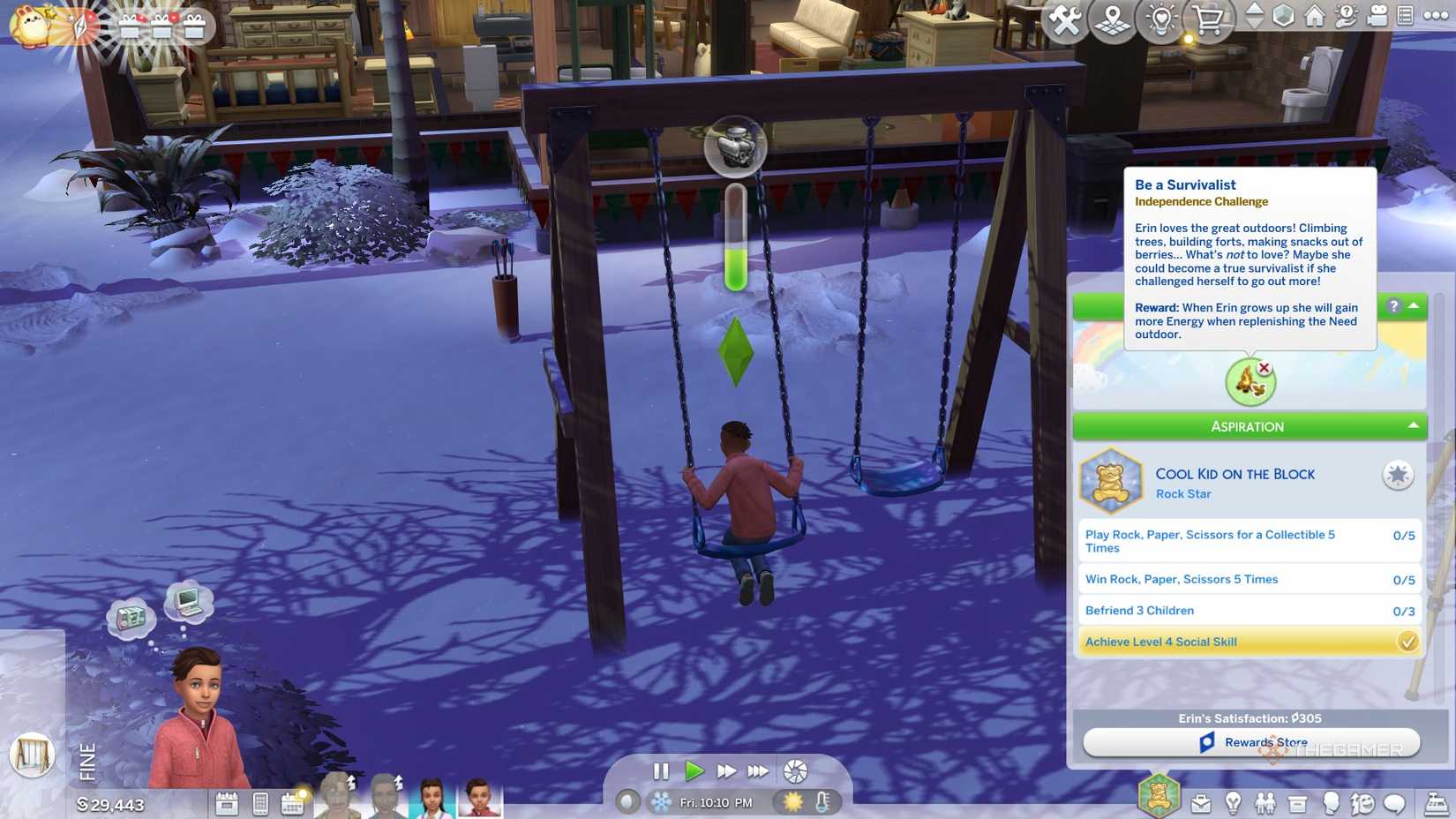 Formative Moment The Sims 4 with child on a swing.