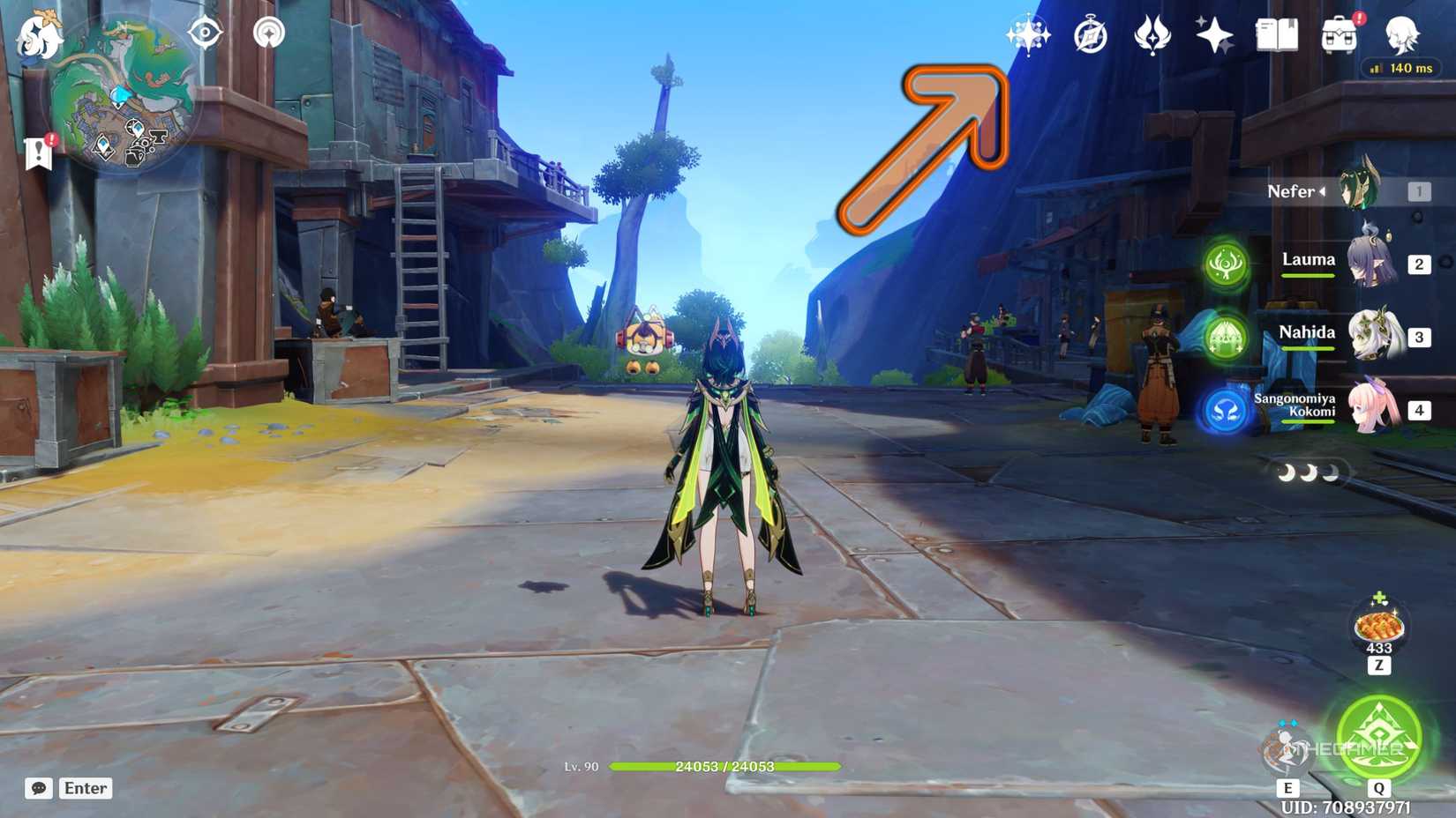 Genshin Impact button to enter Miliastra Wonderland.