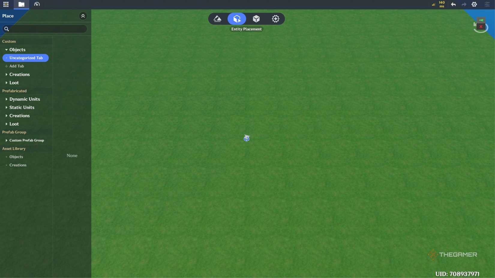 Genshin Impact Miliastra Wonderland game editing screen.