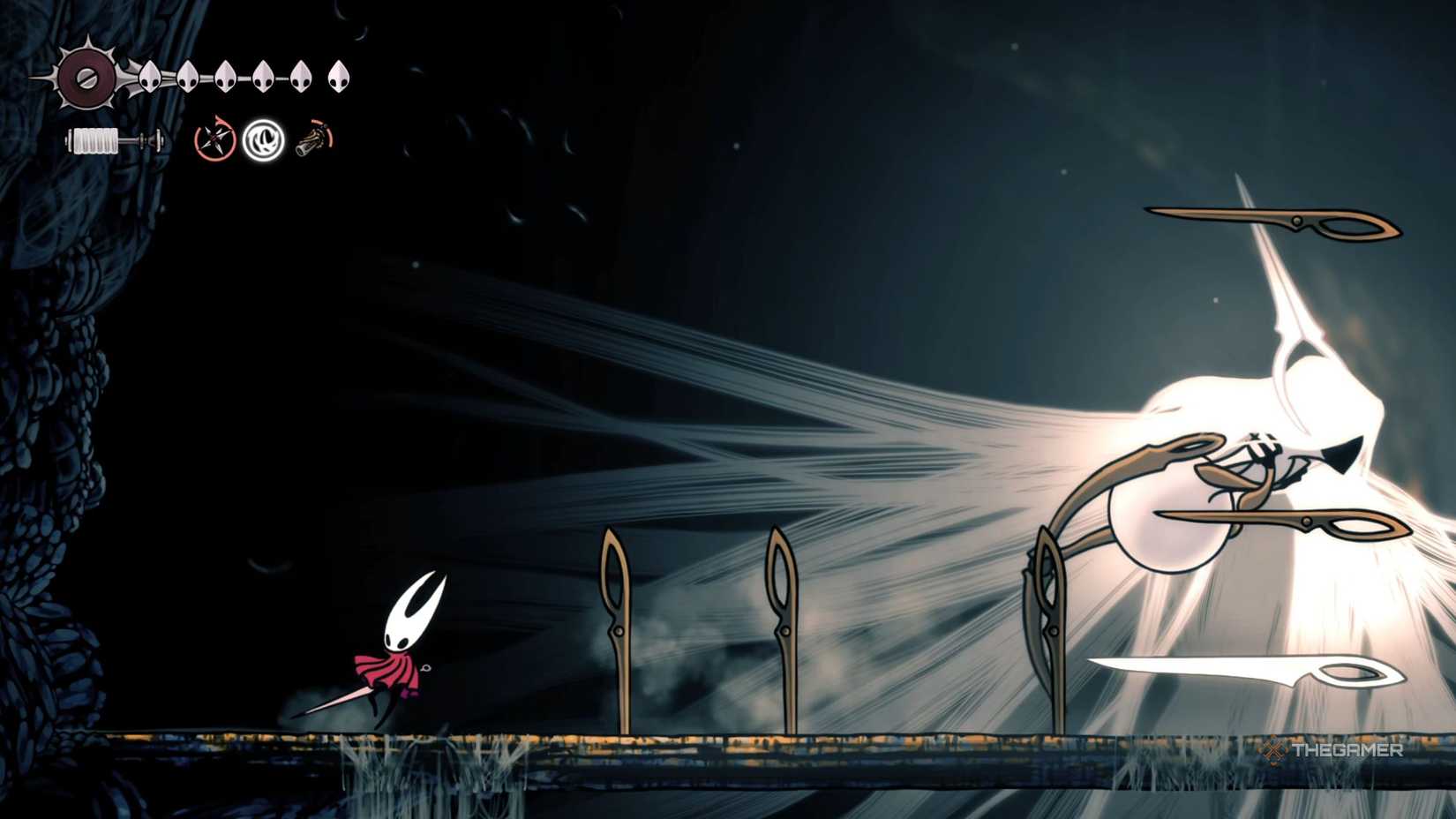 Hollow Knight Silksong Grand Mother Silk boss attack.