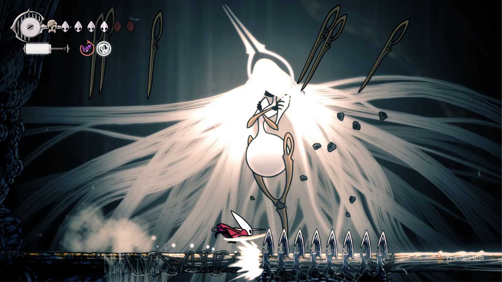 Hollow Knight Silksong Grand Mother Silk second phase attack.