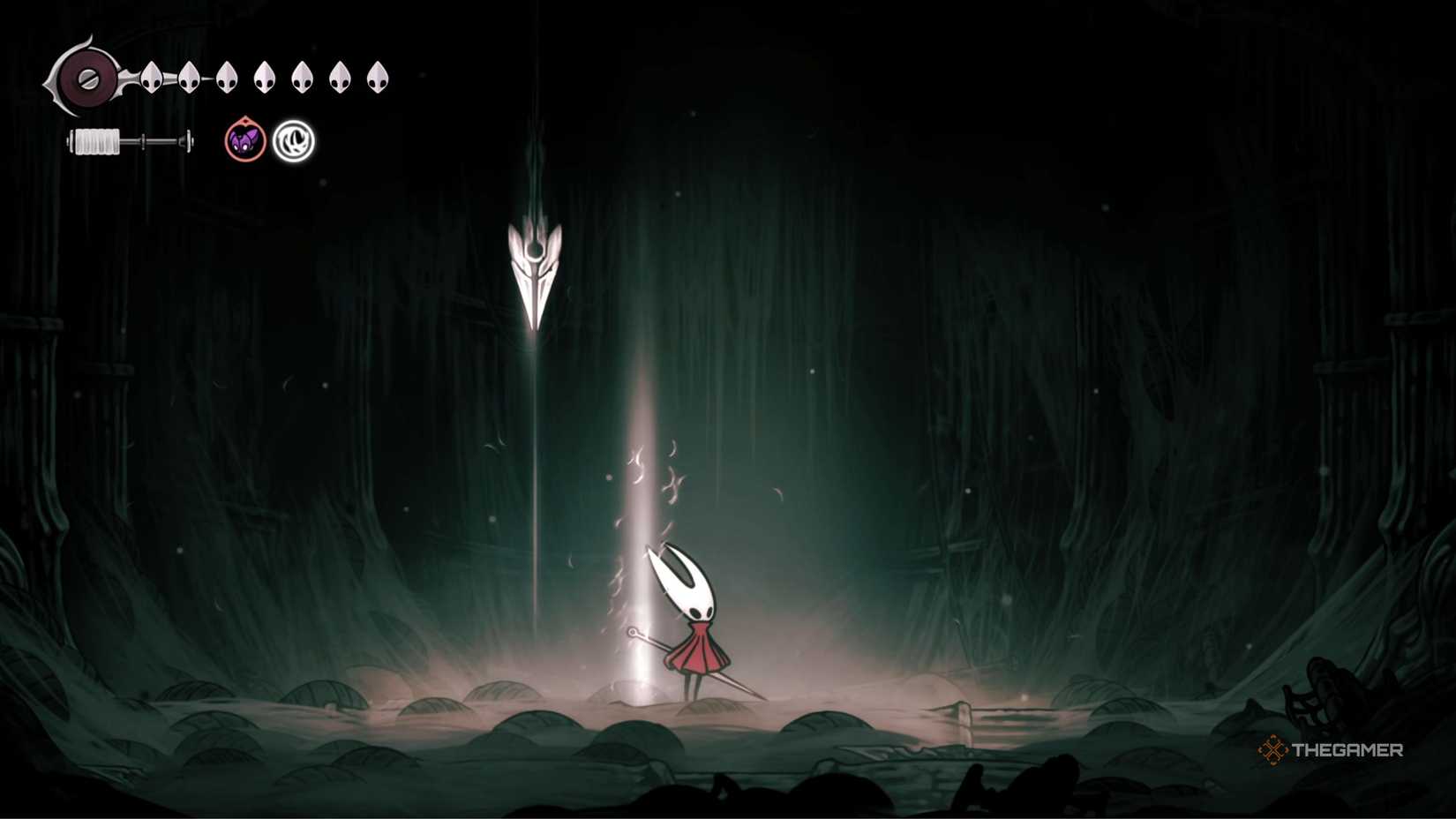 Hollow Knight Silksong spear attack in The Unravelled fight.
