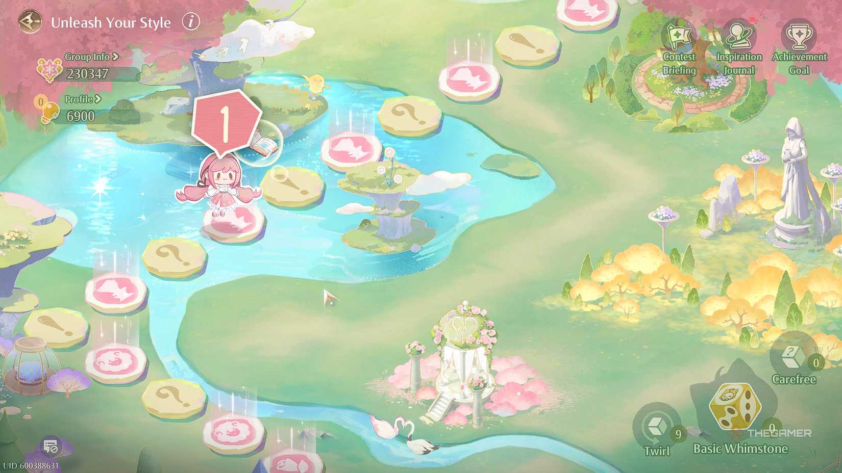 Infinity Nikki Nikki traveling around the monopoly board.