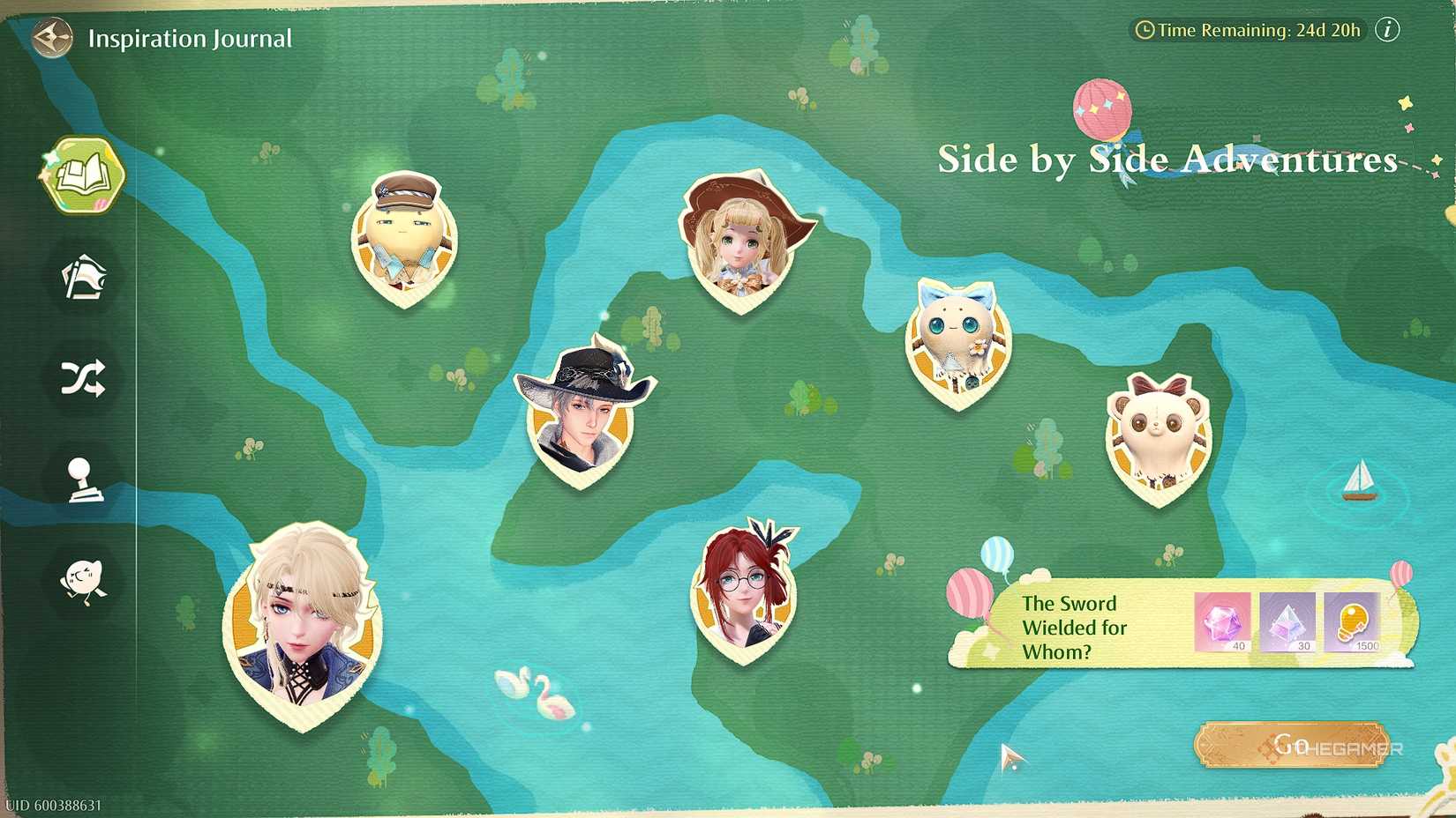 Infinity Nikki quests unlocked on the map.