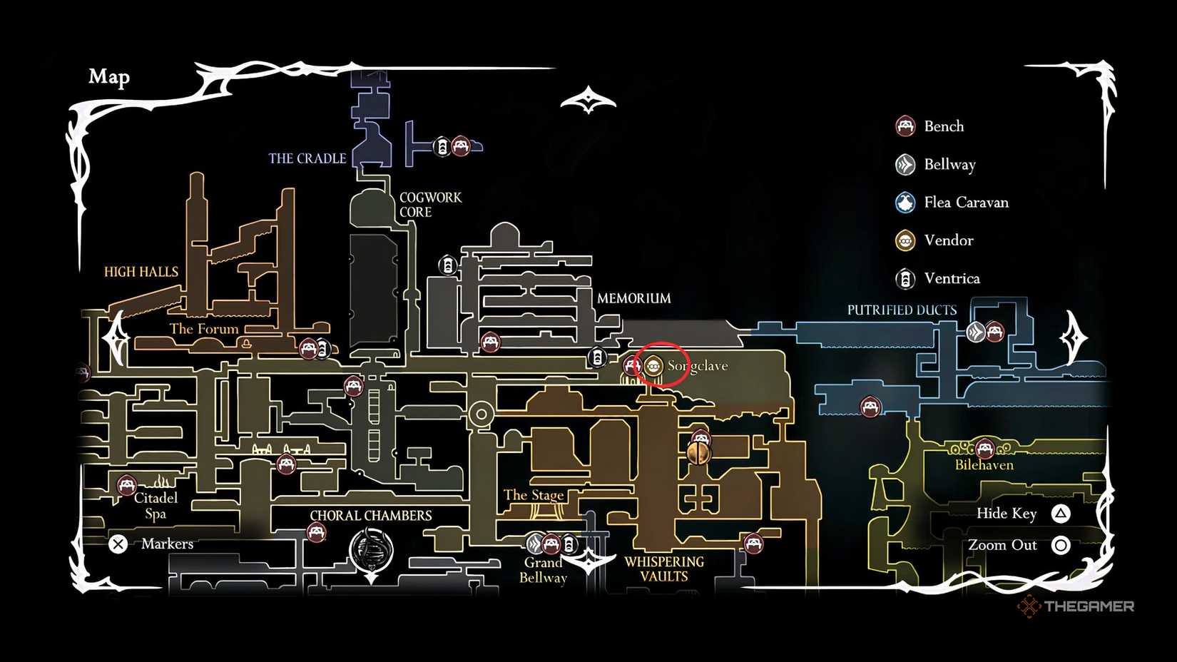 Jubilanas location on the map in Hollow Knight: Silksong.