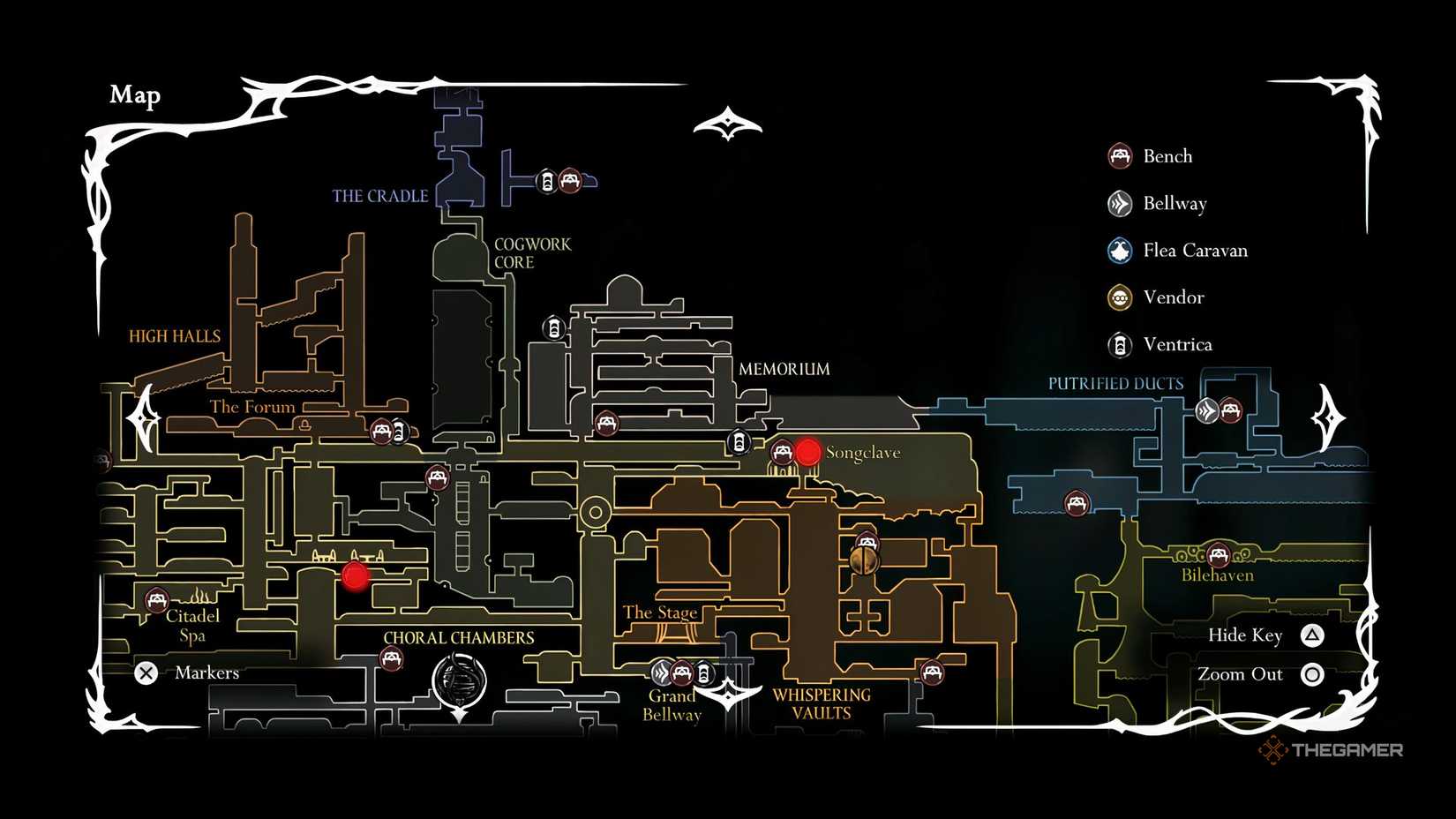 Jubilanas locations on the map in Hollow Knight: Silksong.