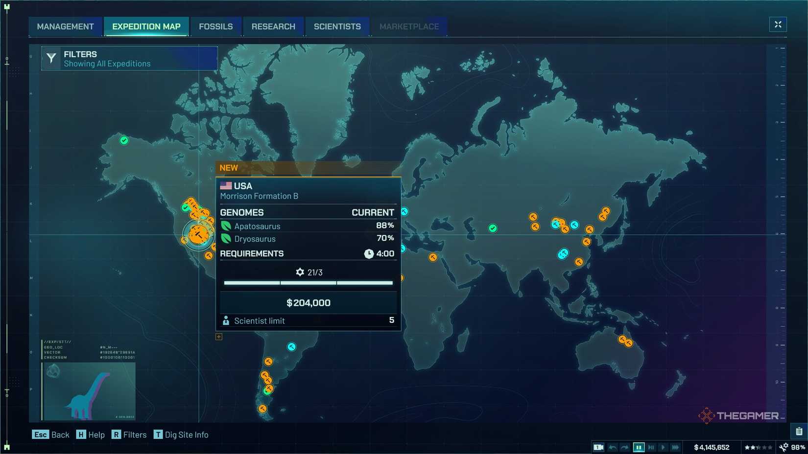 Jurassic World Evolution 3 Expedition map.