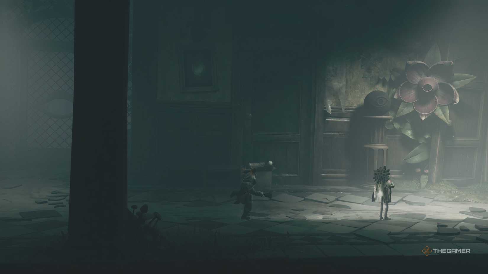 Low shooting a plant in Little Nightmares 3.