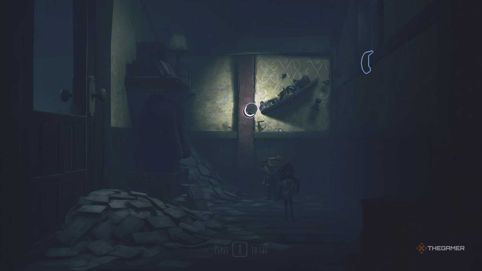 Low shooting a shelf in Little Nightmares 3.
