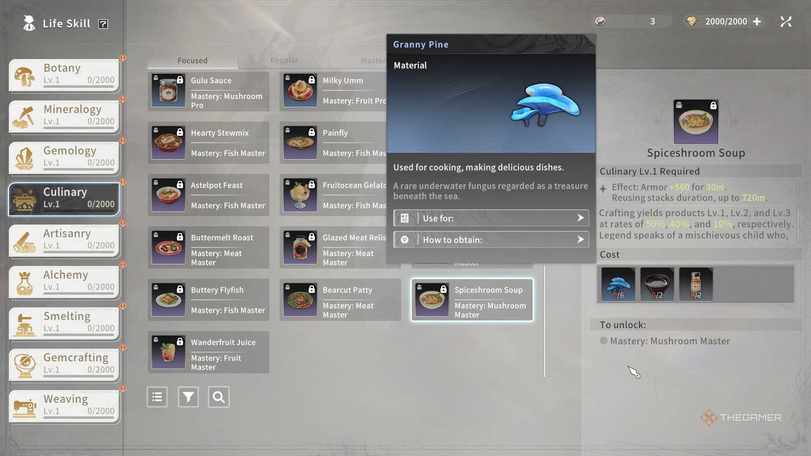 Making Spiceshroom Soup in the Culinary life skill in Blue Protocol Star Resonance.