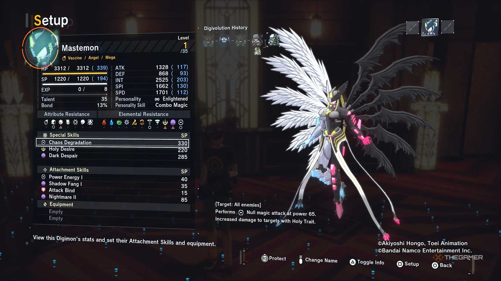 Mastemon's stats in Digimon Story Time Stranger.