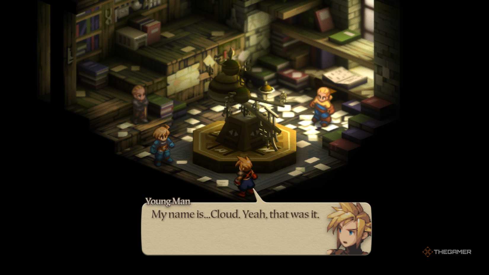 Meeting Cloud with Mustadio in Final Fantasy Tactics The Ivalice Chronicles.
