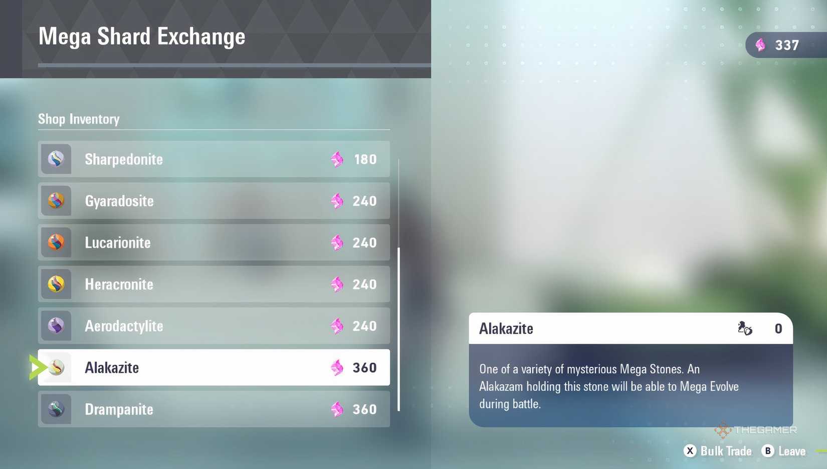 Mega Shard Exchange in Pokemon Legends Z-A.