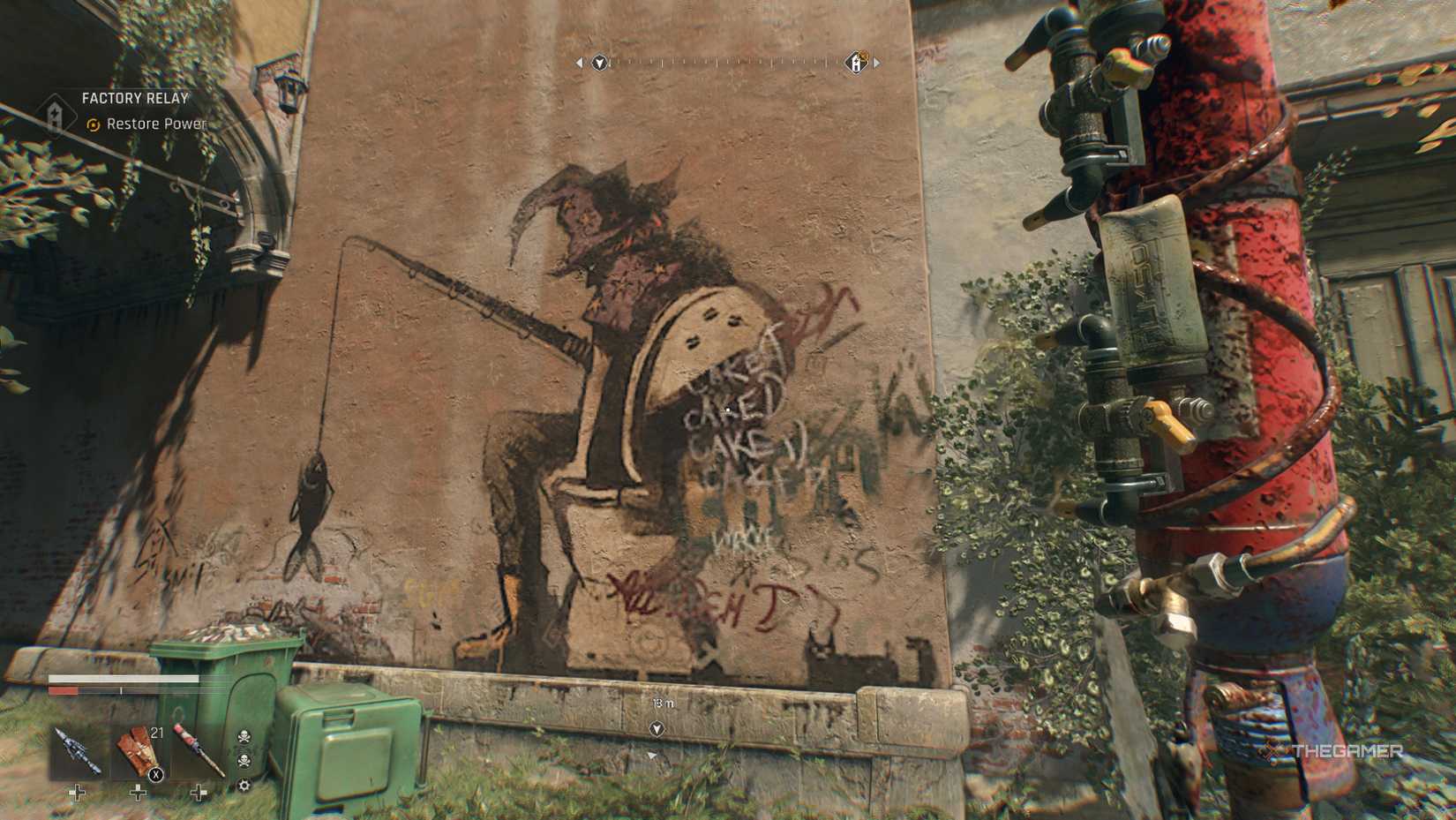 Dying Light: The Beast mural of a fisherman.