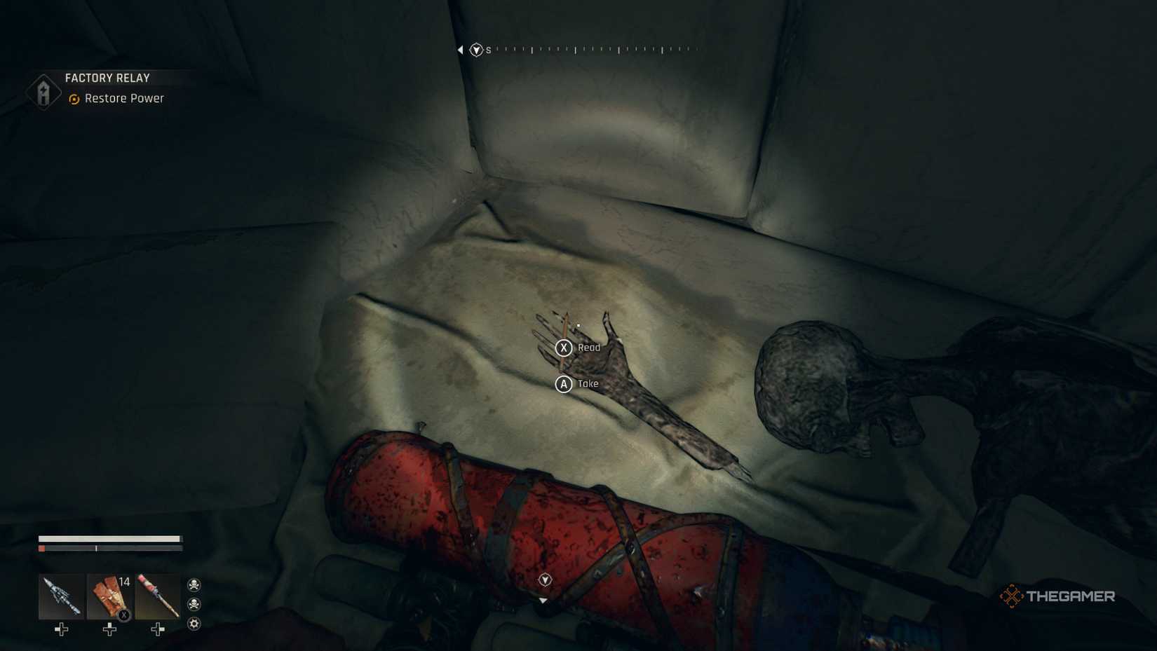 Dying Light: The Beast mural in a corpse hand.
