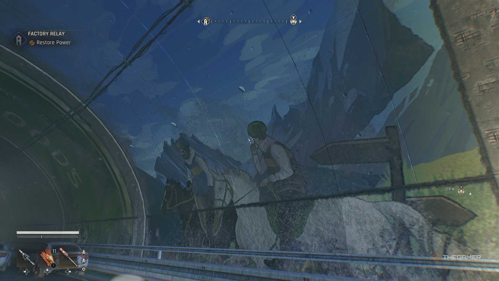 Dying Light: The Beast mural in a tunnel.