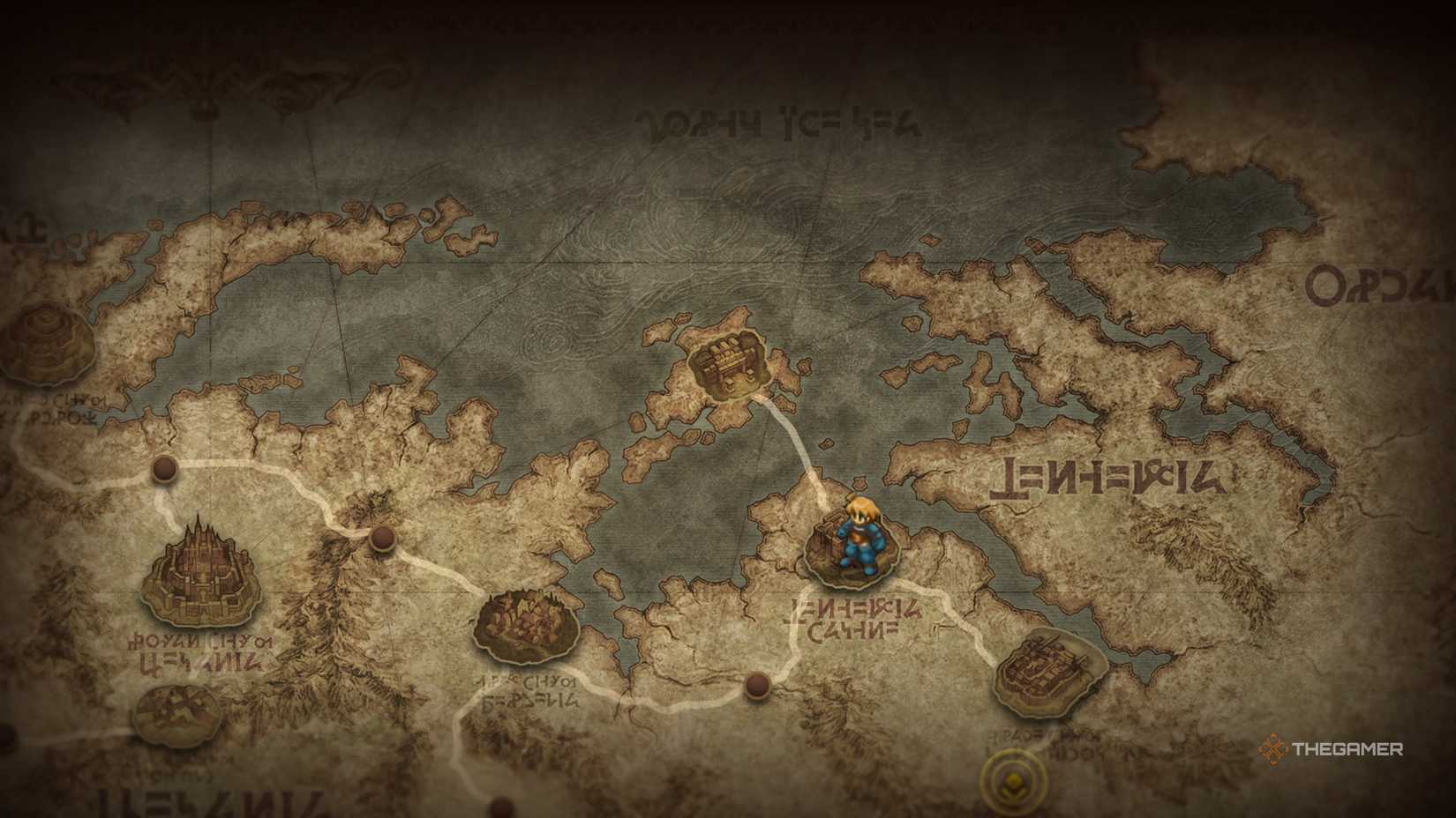 Nelveska Temple being revealed on the World Map in Final Fantasy Tactics The Ivalice Chronicles.