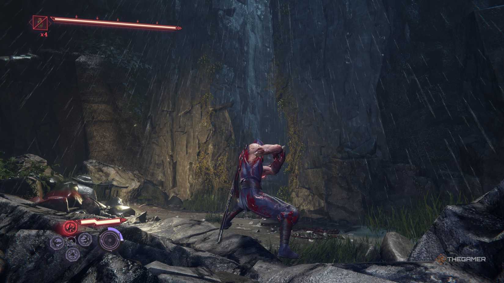 The wall that's opposite Ninja Gaiden 4's Chapter 4 Purgatory.