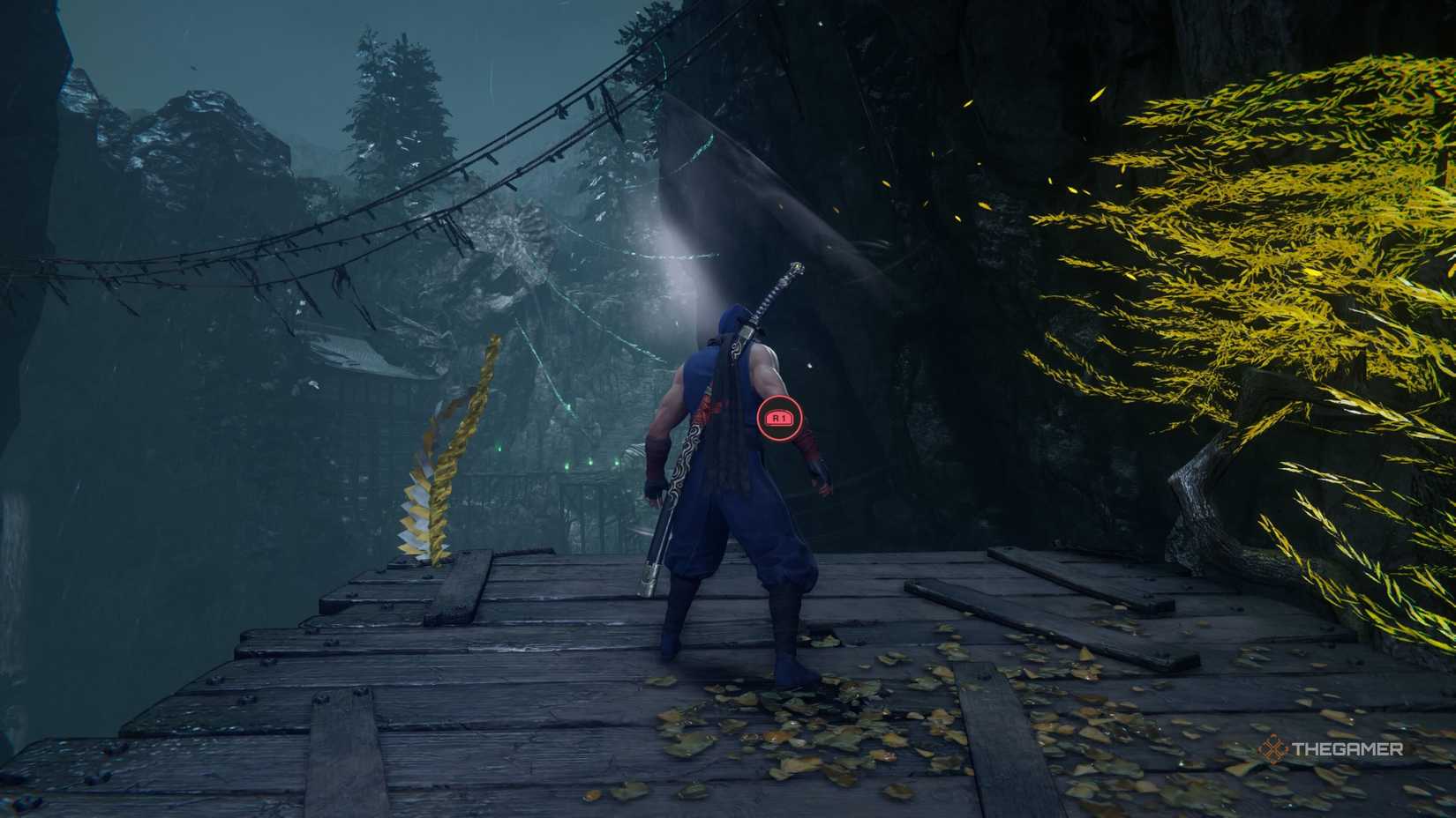 The wind tunnel leading to Chapter 6's Purgatory in Ninja Gaiden 4.