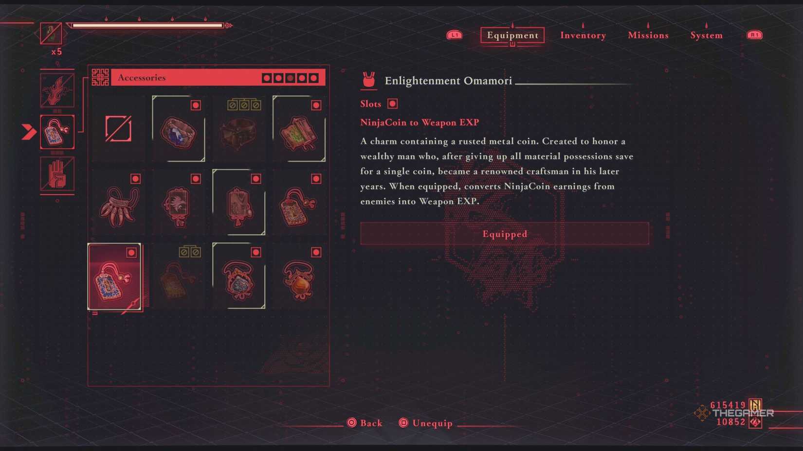 The Enlightenment accessory in Ninja Gaiden 4.