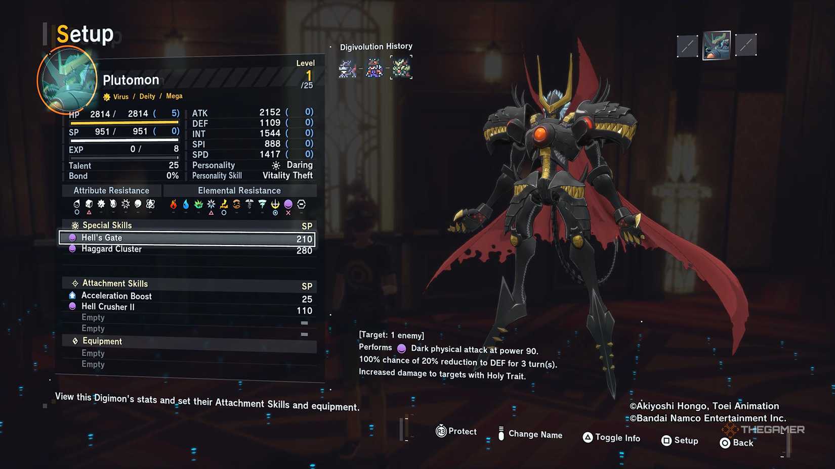 Plutomon's stats in Digimon Story Time Stranger.