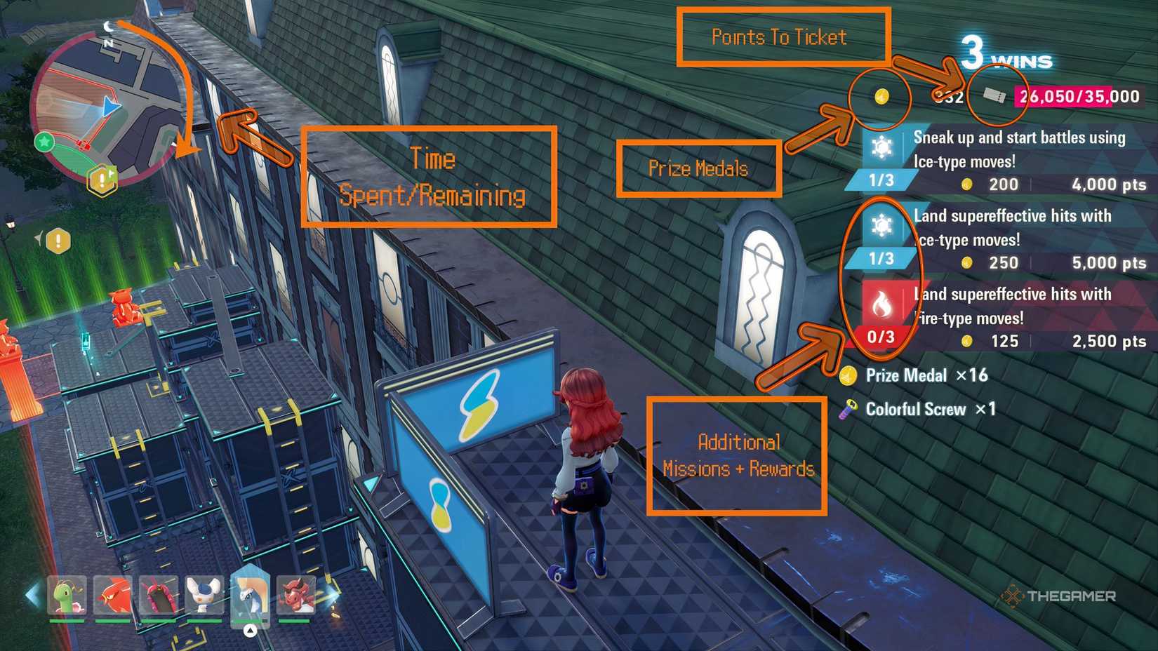 Notes indicate special UI elements inside a Battle Zone in Pokemon Legends Z-A.