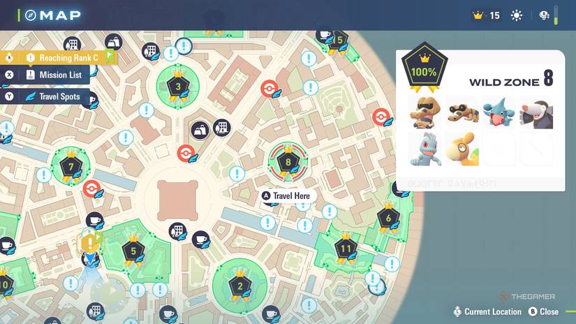 Wild Zone 8 on the map in Pokemon Legends: Z-A.