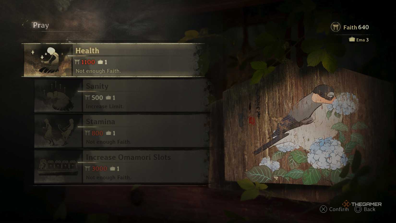 Pray options to increase abilities at the Hokora in Silent Hill f.