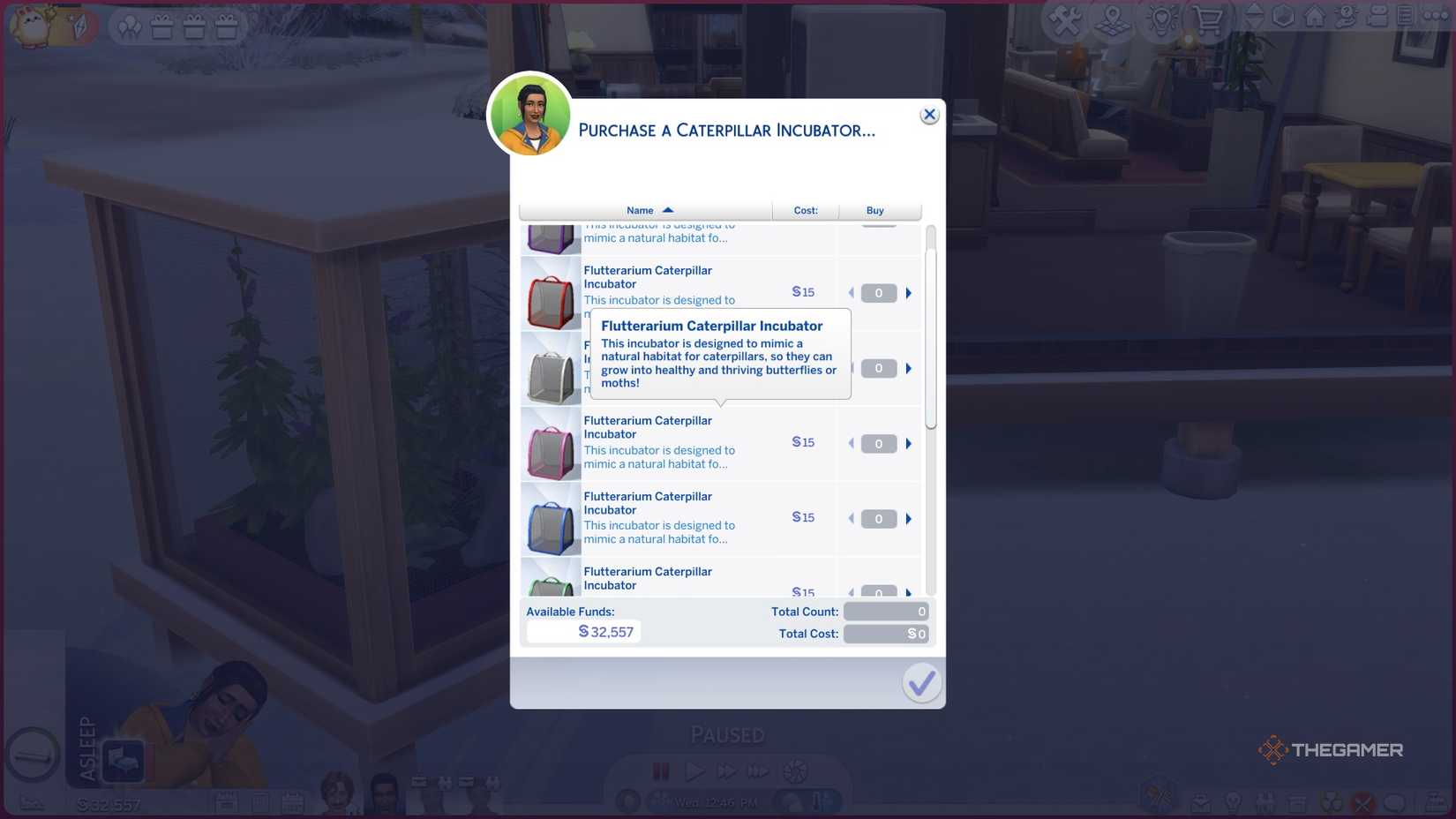 Purchase a Caterpillar Incubator in The Sims 4.