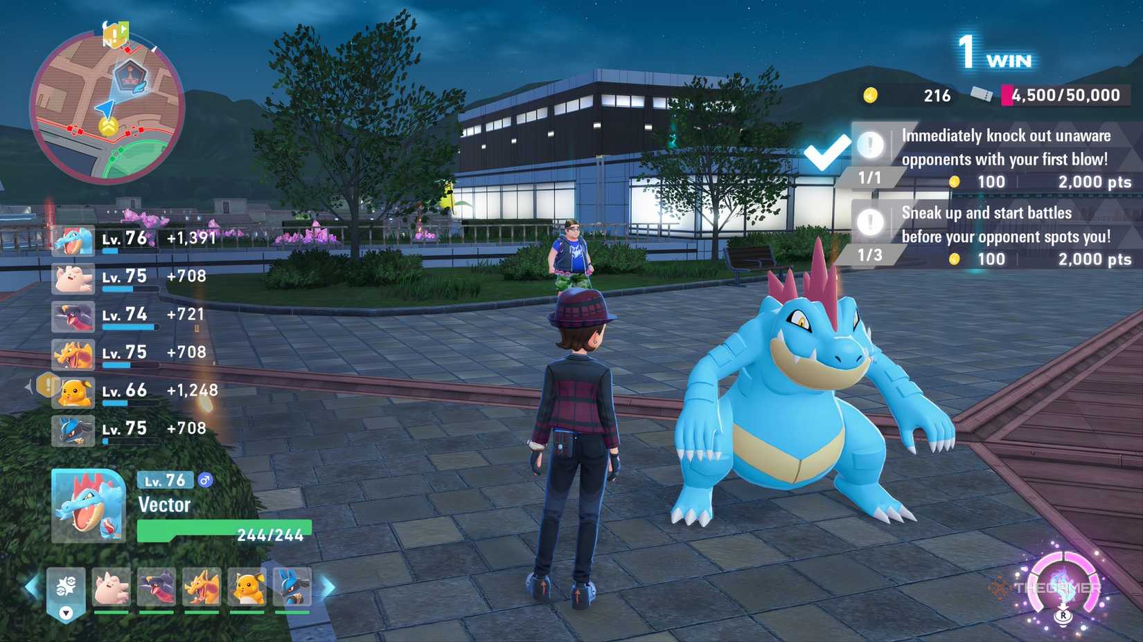 Raichu getting a Lucky Egg Exp boost in Pokemon Legends: Z-A.