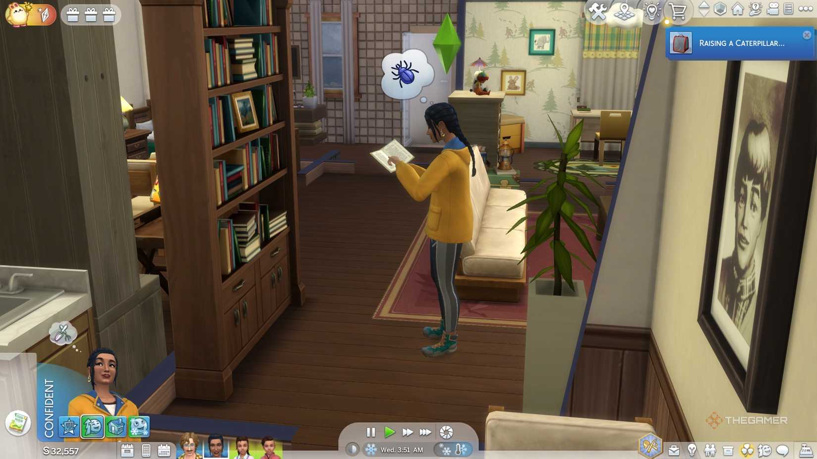 Reading an Entomology Book in The Sims 4.