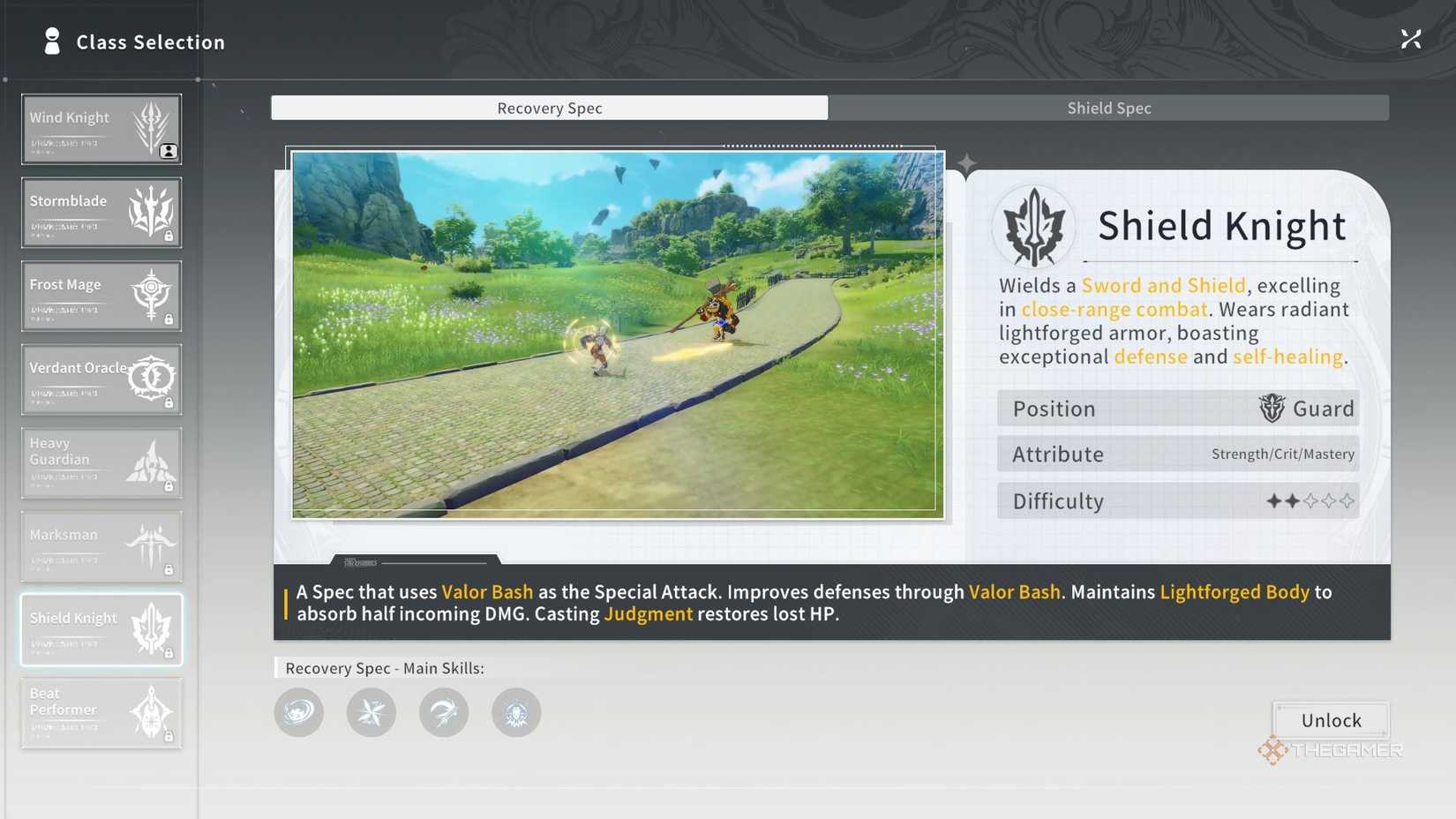Shield Knight Recovery Spec overview in Blue Protocol Star Resonance.