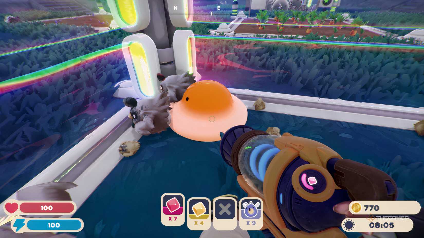 Slime Rancher 2 A Yolky Slime in a coop with hens.
