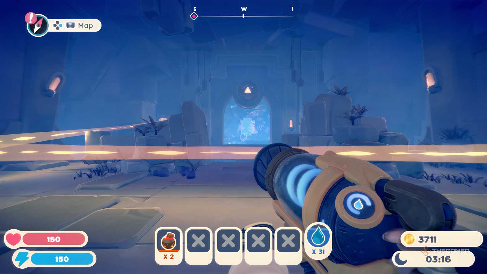 Slime Rancher 2 Setting up projectors to open the doors to the Grey Labyrinth.