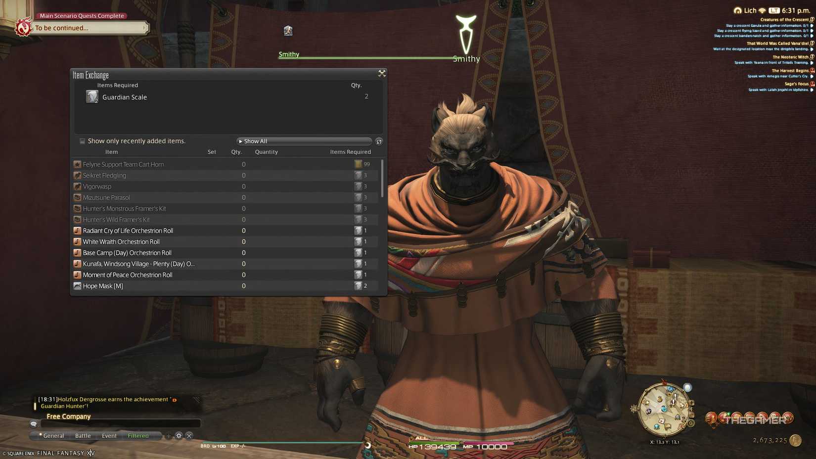 Smithy's wares in Final Fantasy 14.