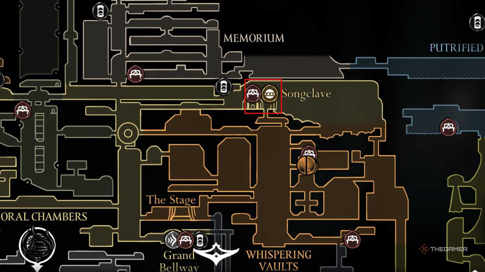 Choral Chambers Spool Fragment location in Hollow Knight Silksong.