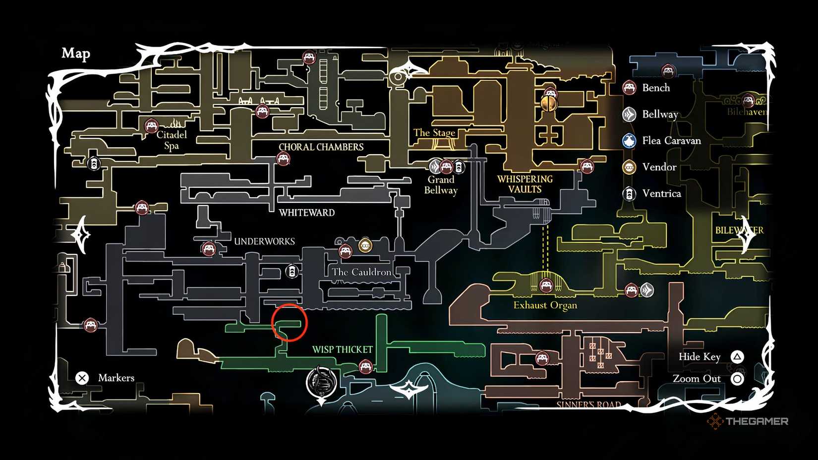 The Craftmetal location in Wisp Thicket in Hollow Knight: Silksong.
