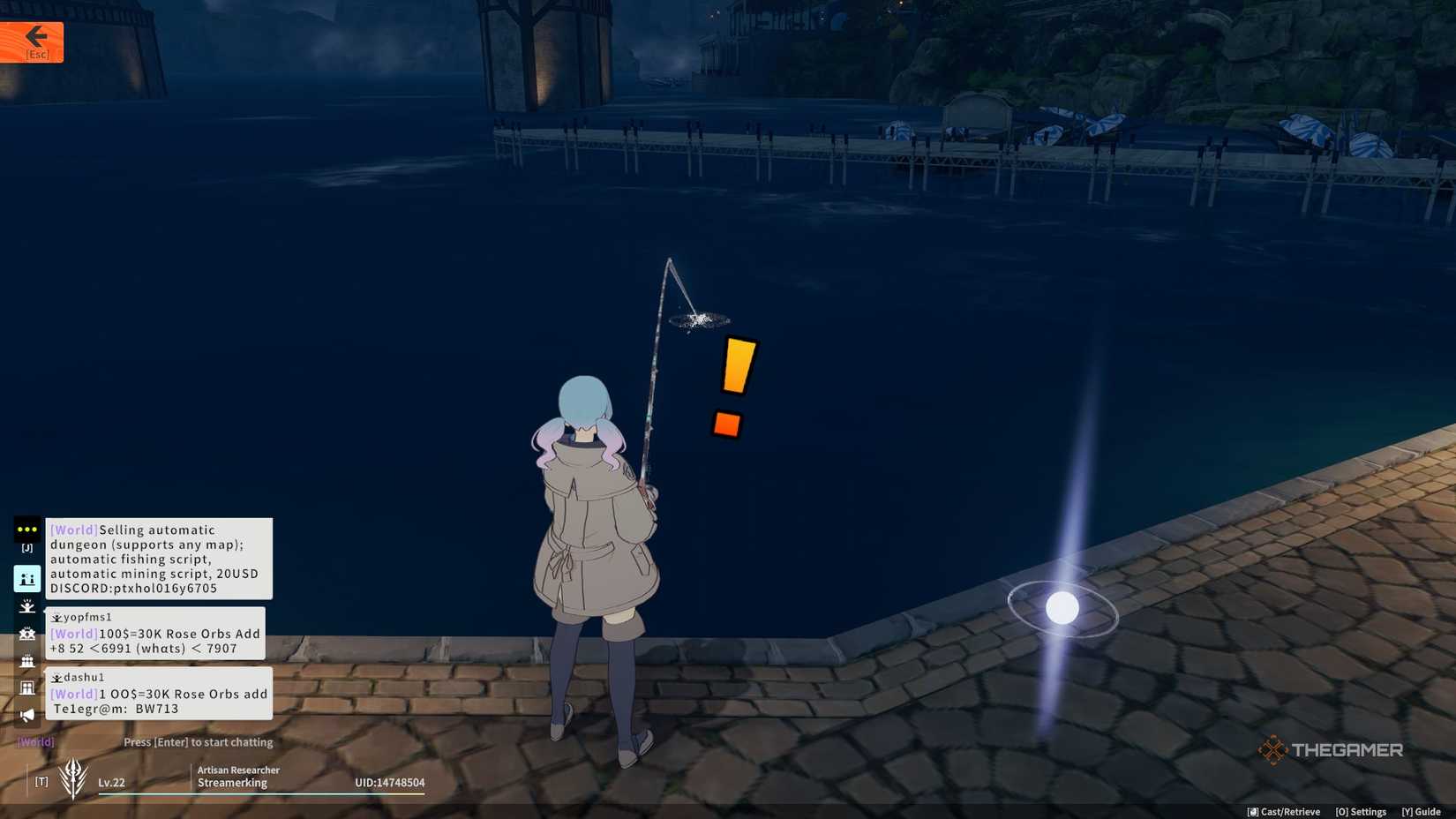 The exclamation point indication you've caught a fish in Blue Protocol Star Resonance.-1