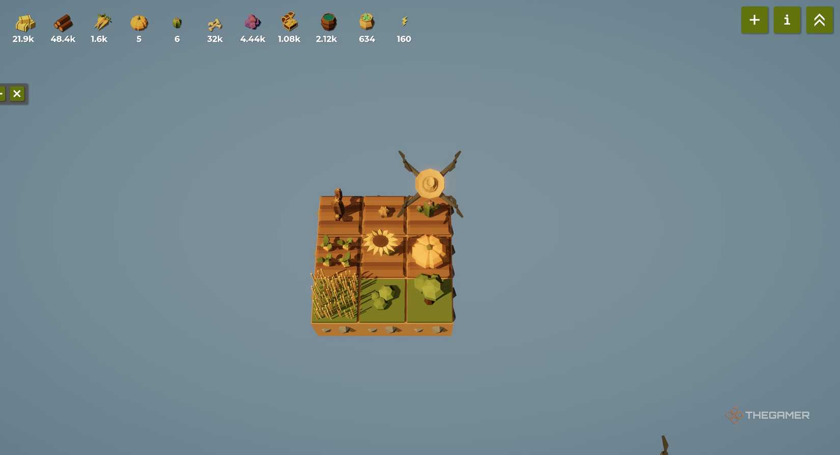 The Farmer Was Replaced with one crop in every slot of the farm