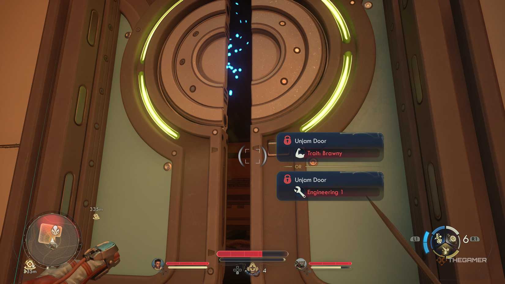 A door in the Outer Worlds 2 that can be opened with the Brawny Trait or Engineering skill.