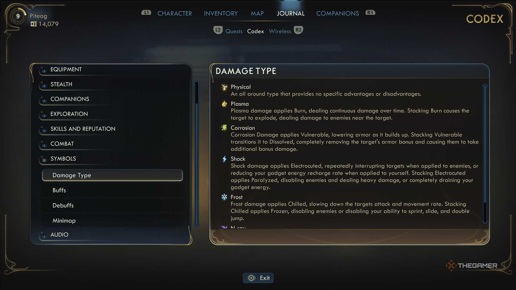 The list of damage types in The Outer Worlds 2.