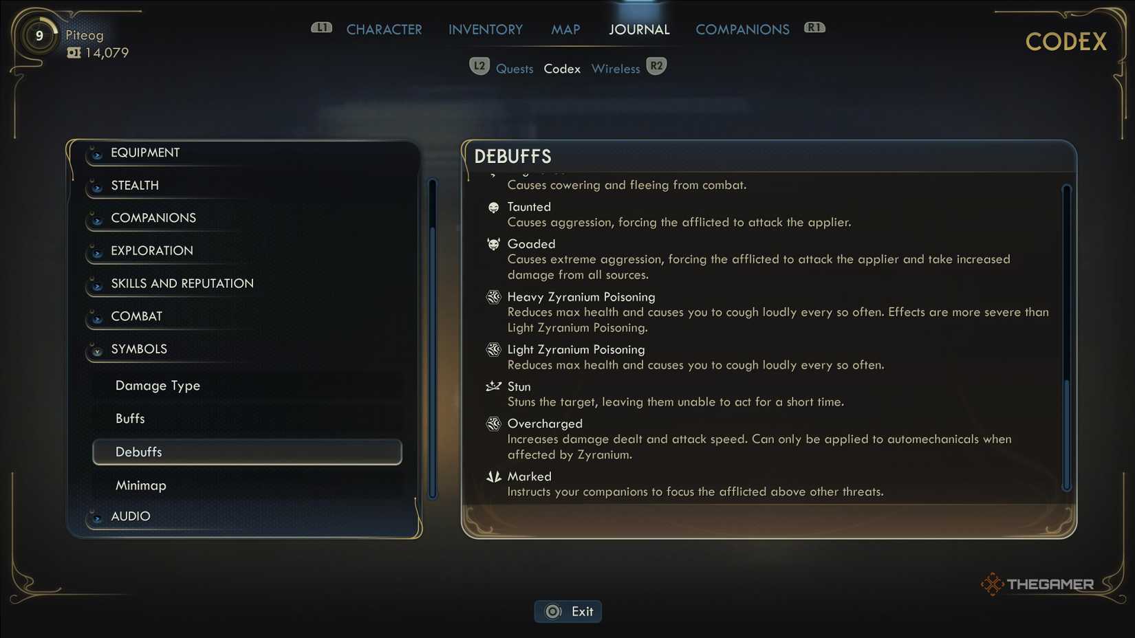 Various unique status effects in The Outer Worlds 2.