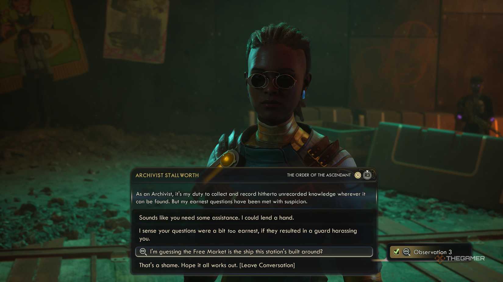 Speaking to Stallworth in The Outer Worlds 2.