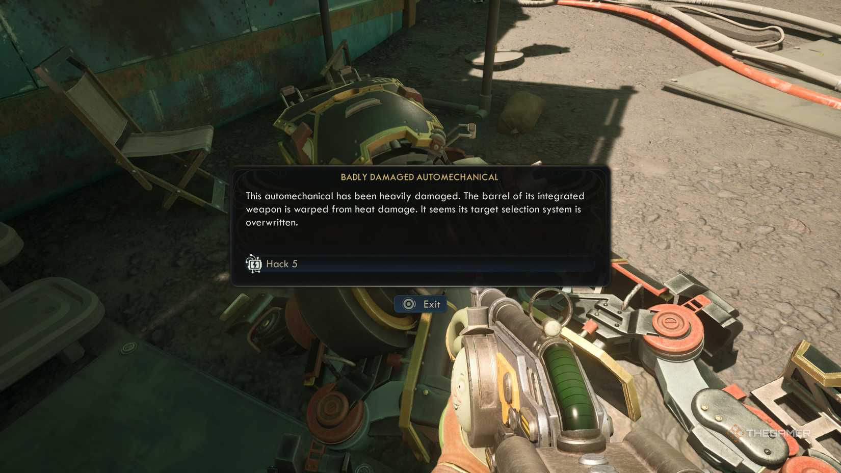 The badly damaged automechanical in the outer worlds 2.