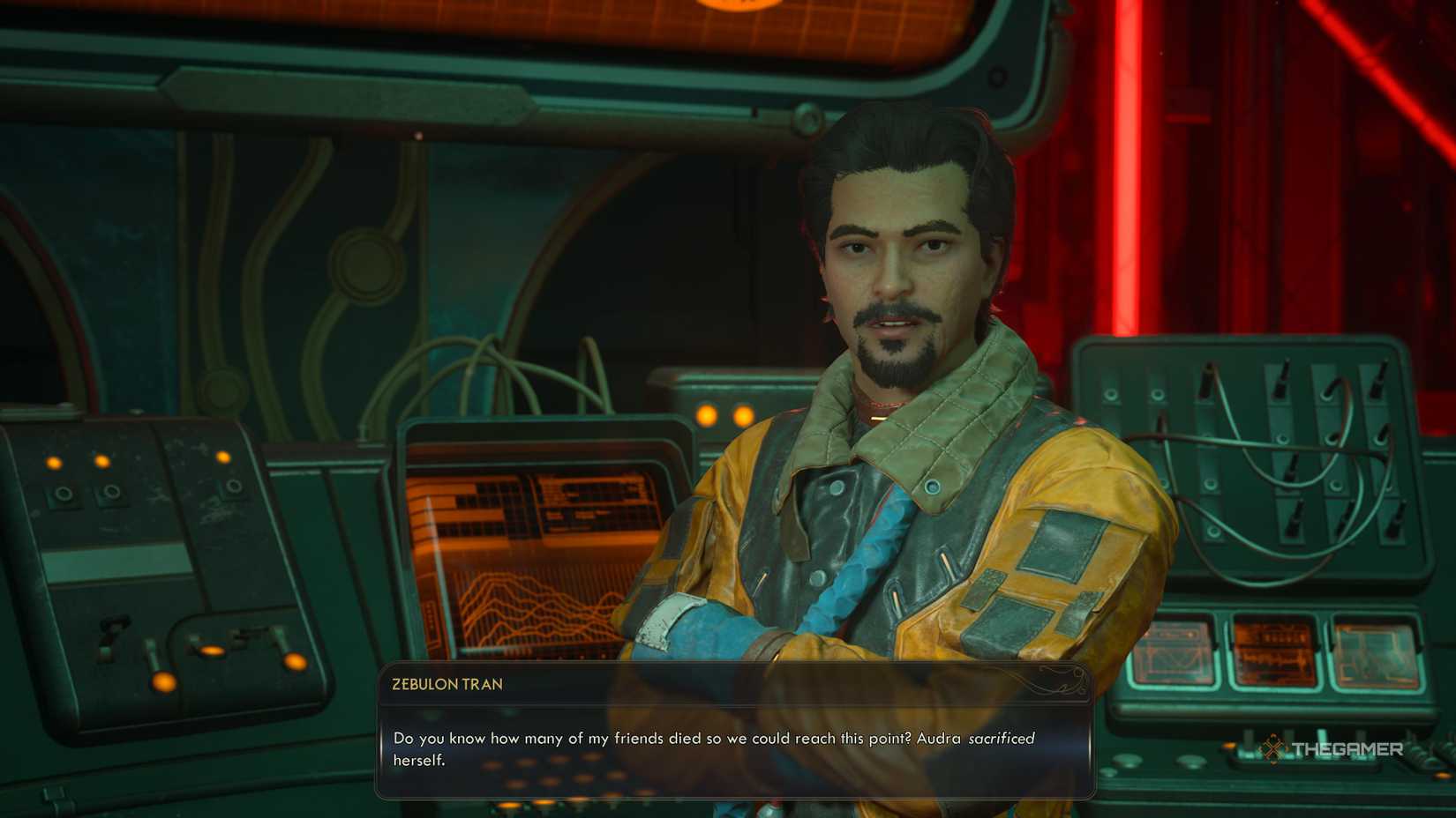 Zeb referencing Audra's sacrifice in the outer worlds 2.