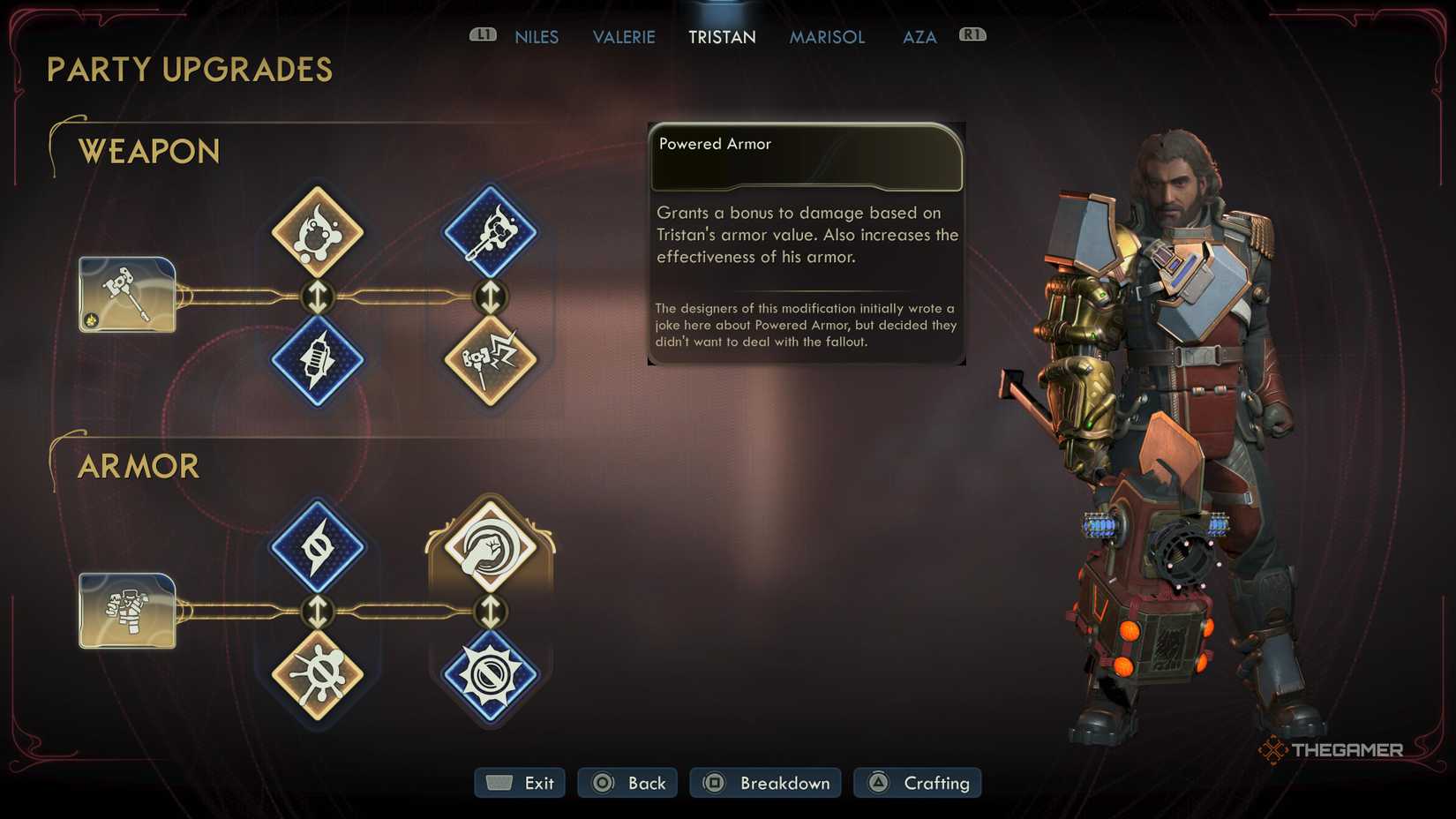 Tristan with his upgraded gear in the outer worlds 2.